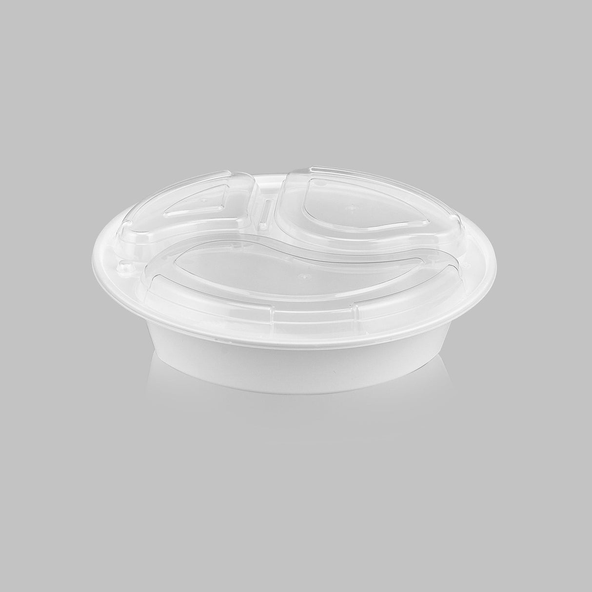 Premium Plastic 3-Compartment Round Food Container (150/case)