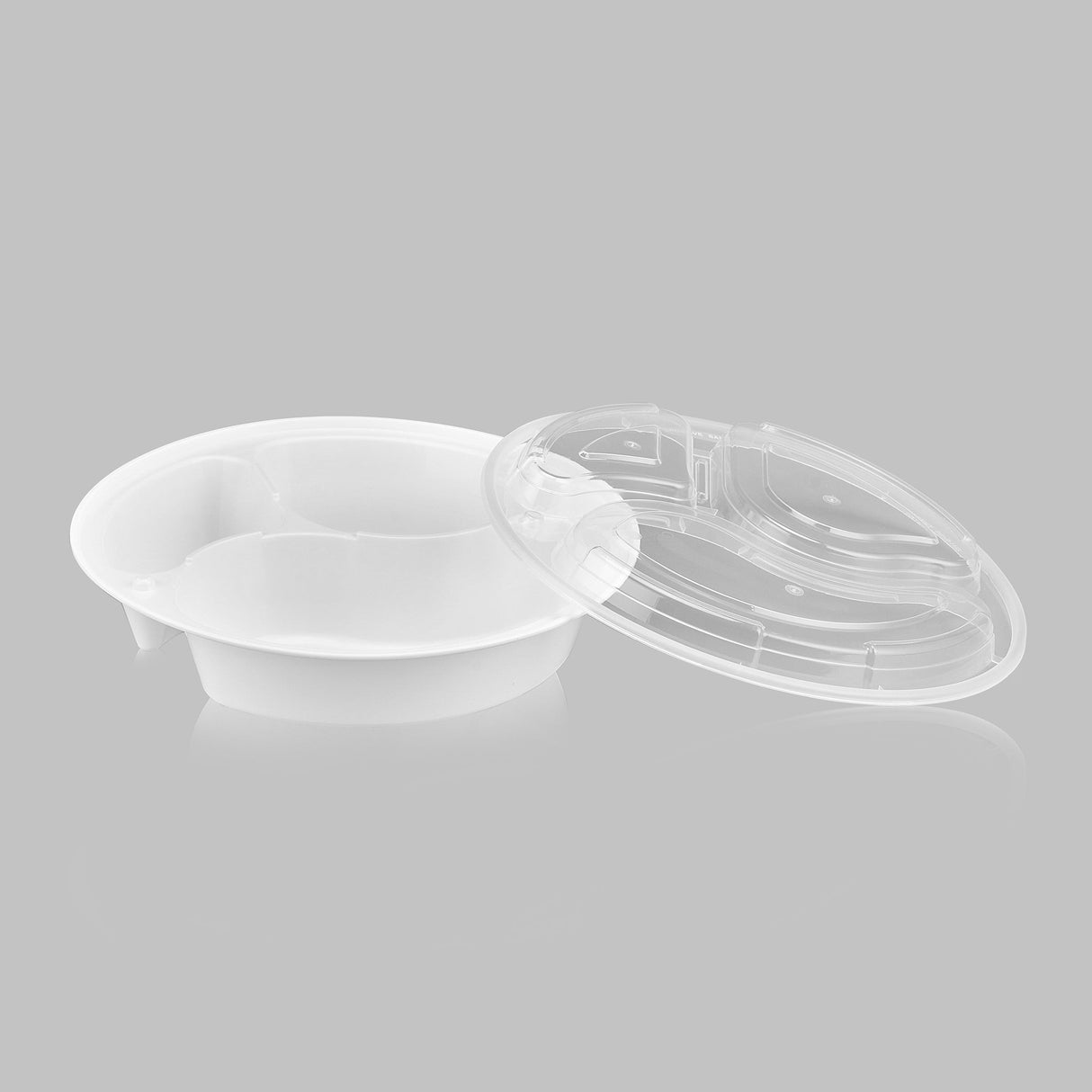 Premium Plastic 3-Compartment Round Food Container (150/case)