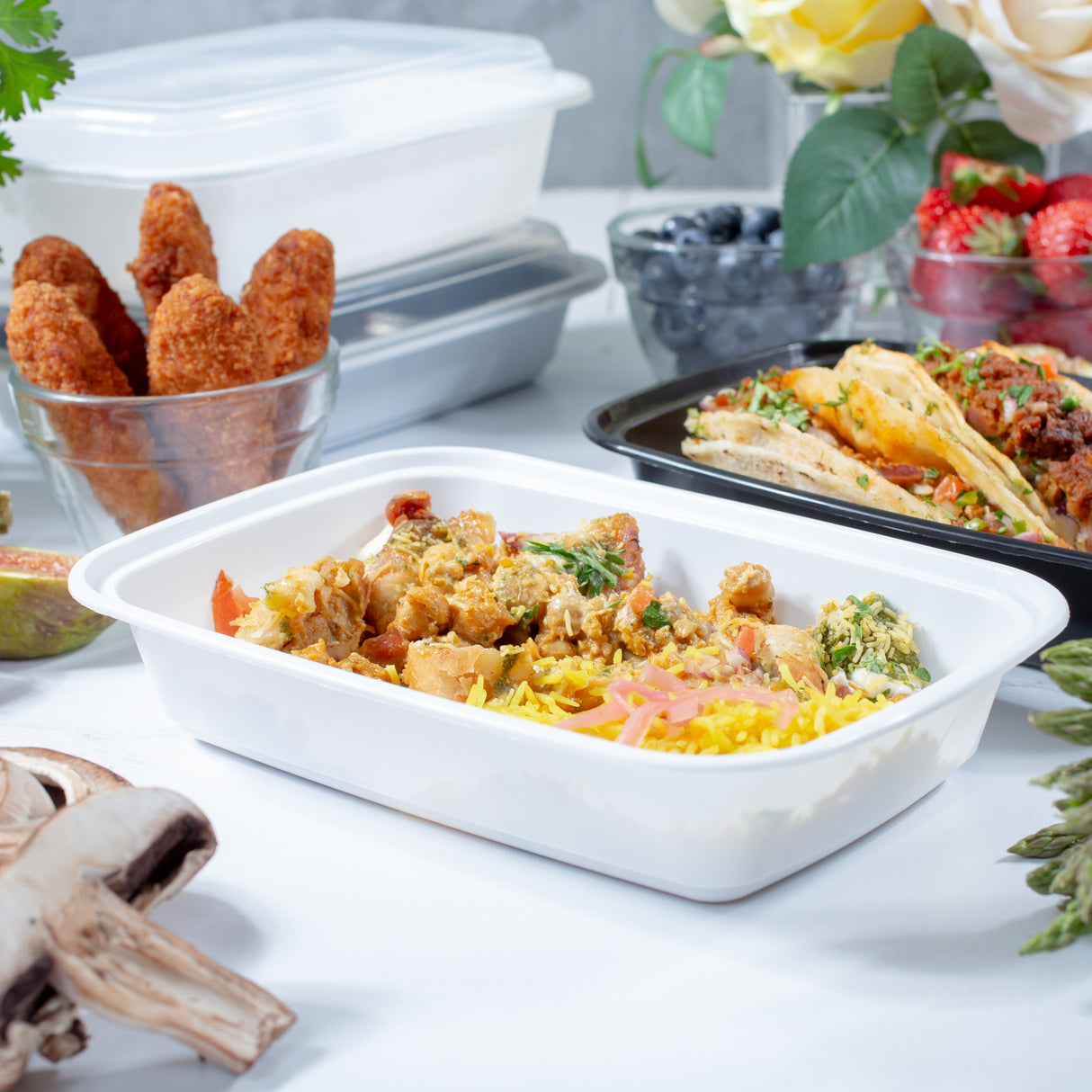 32 oz Premium 8" x 6" Oblong Microwaveable Combo (White) - 150/Case - ReztaurantDirect