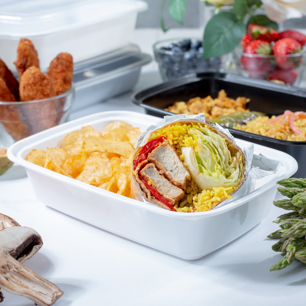38 oz Premium 8" x 6" Oblong Microwaveable Combo (White) - 150/Case - ReztaurantDirect