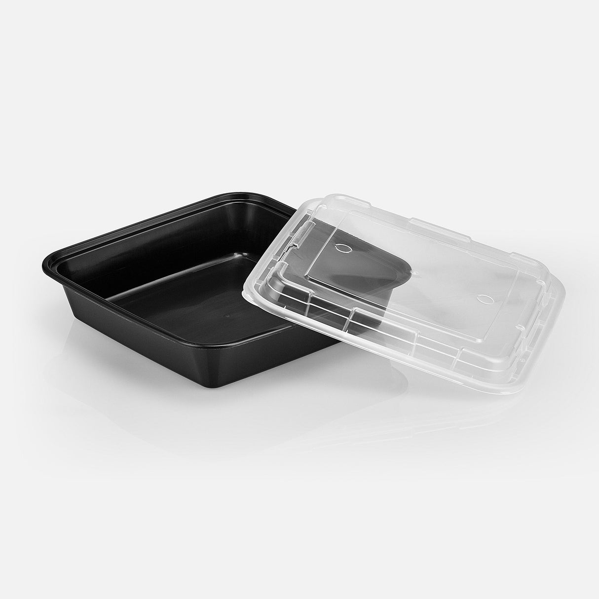 48 oz Premium 8" x 8" Square Microwavable w/ Vent Combo (Black) - 100/Case - ReztaurantDirect