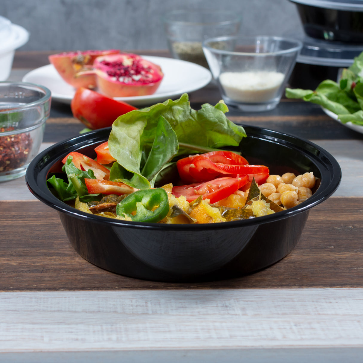 z(Archive) 40 oz Premium 8" Round Combo (Black) - 150/Case - ReztaurantDirect