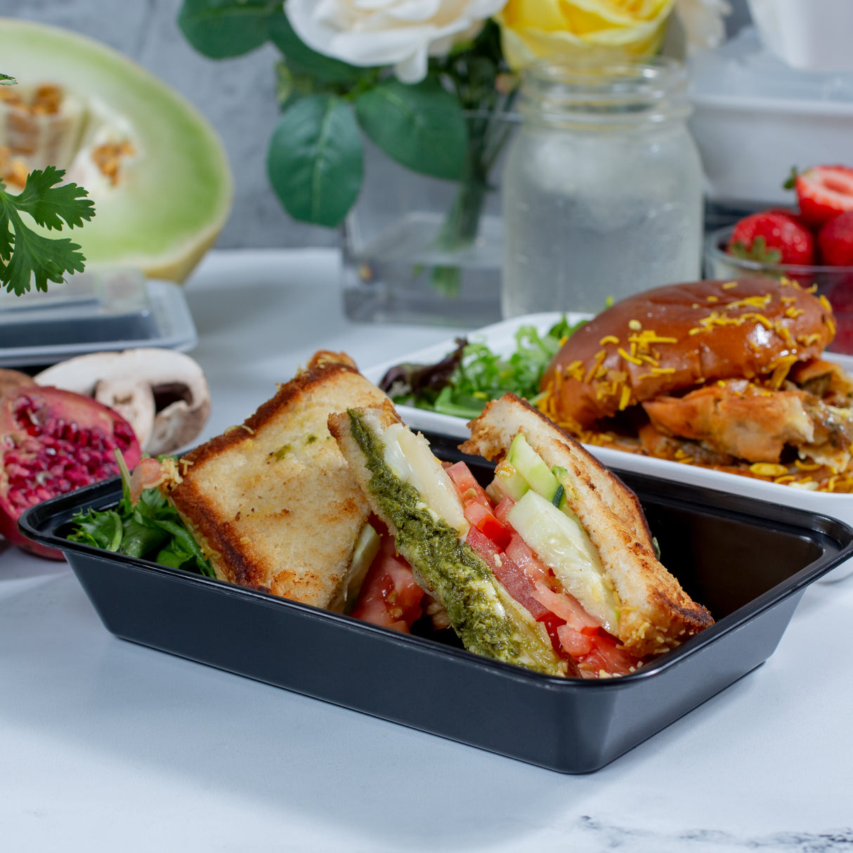 28 oz Premium 8" x 6" Rectangular Microwavable Combo (Black) - 150/Case - ReztaurantDirect