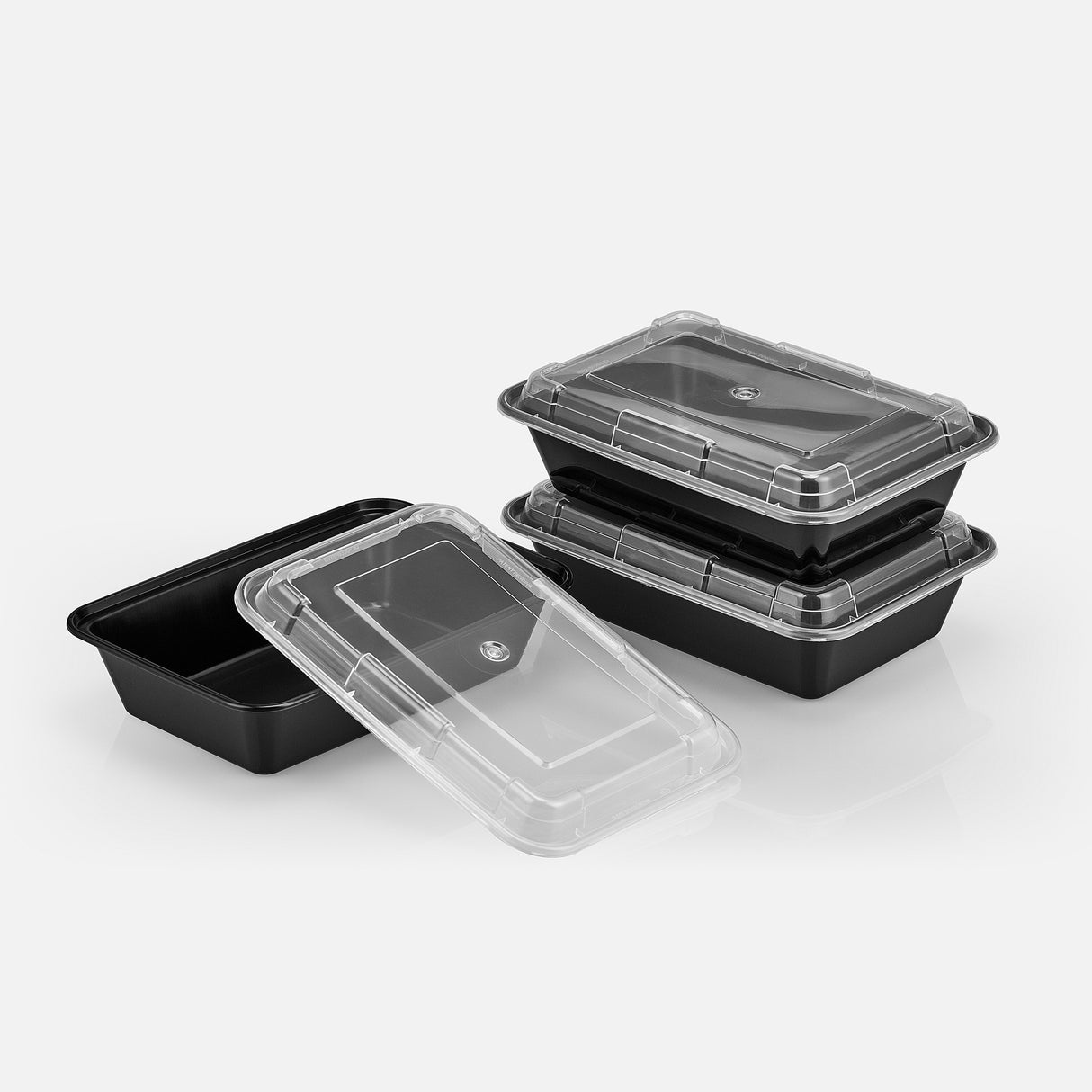 38 oz Premium 8" x 6" Rectangular Microwavable Combo (Black) - 150/Case - ReztaurantDirect