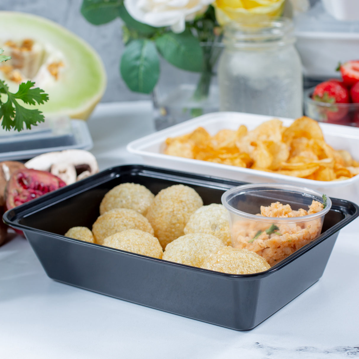 38 oz Premium 8" x 6" Rectangular Microwavable Combo (Black) - 150/Case - ReztaurantDirect