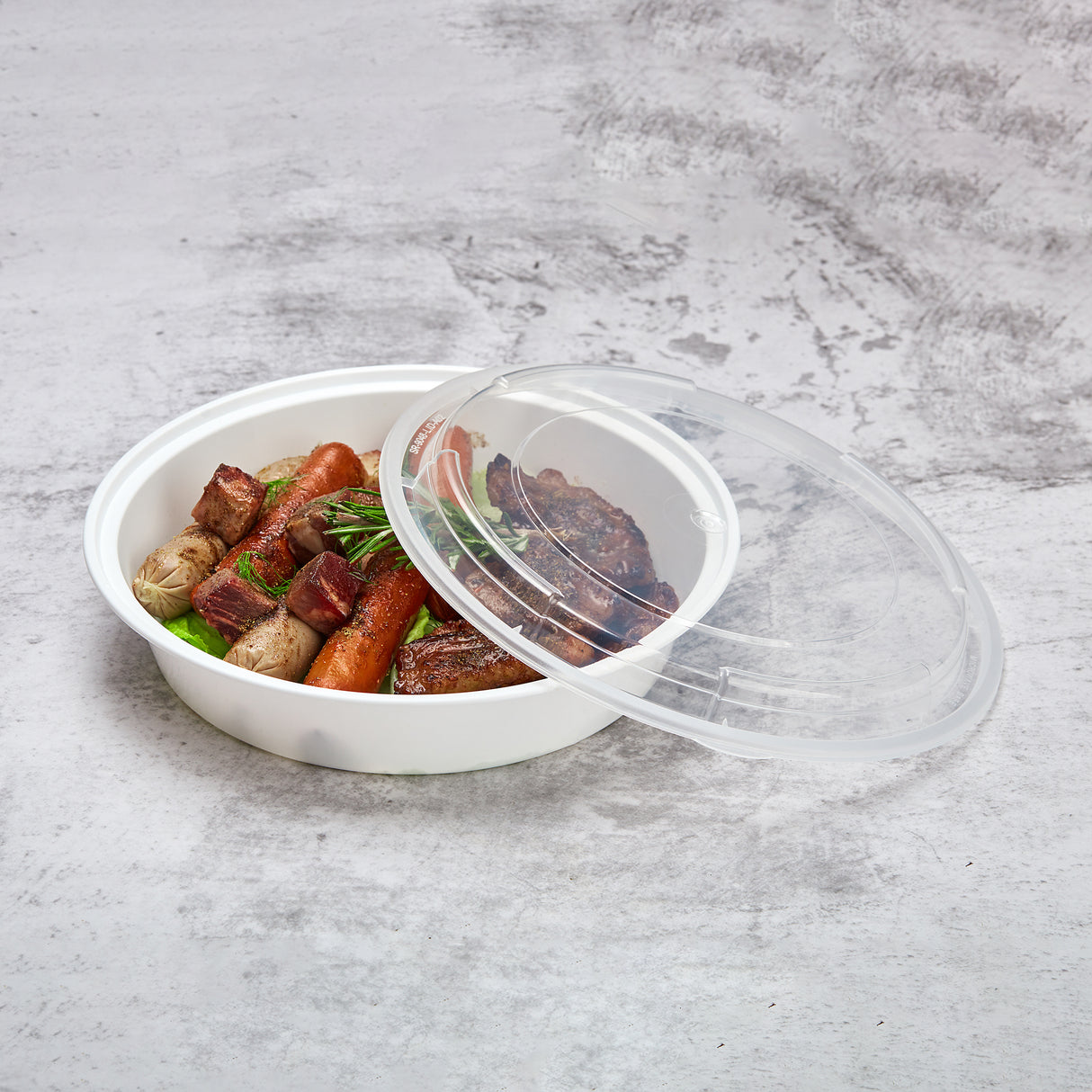 z(Archive) 48 oz Premium 9" Round Combo (White) - 150/Case - ReztaurantDirect