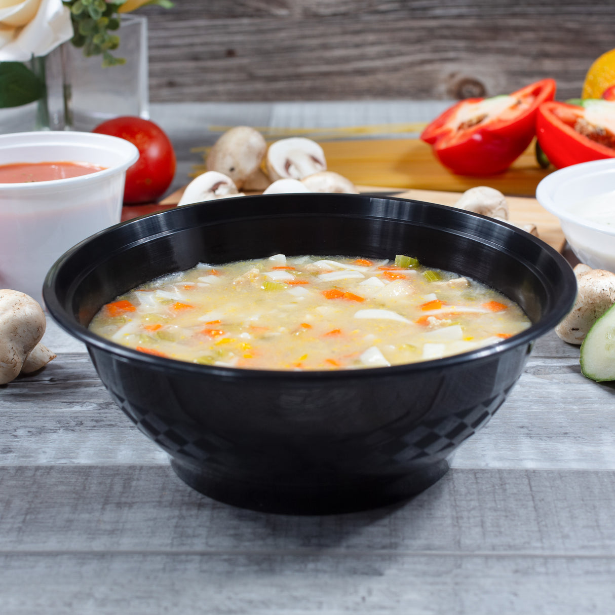 z(Inactive-Bowl) 48 oz Premium 8" Bowl Combo (Black) - 25/Case - ReztaurantDirect