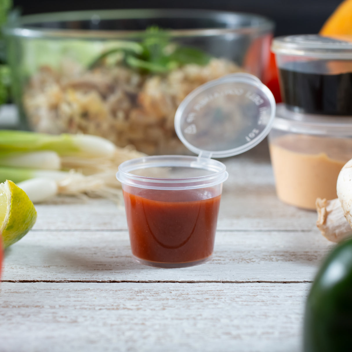 ezSelect Portion Cup with Hinged Lid (1 oz, Clear) - 2000/case - ReztaurantDirect