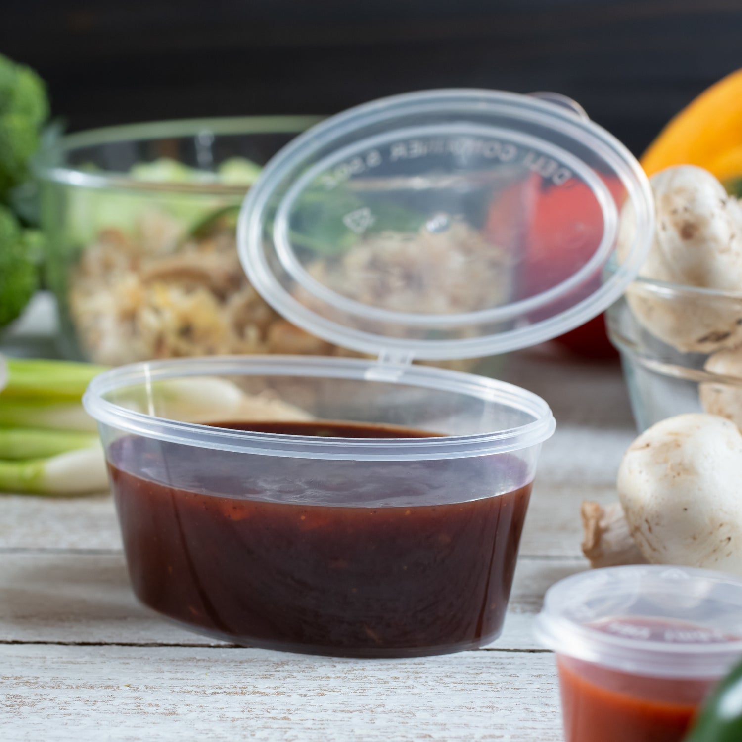 ezSelect Portion Cup with Hinged Lid (5.5 oz, Clear) - 1000/case - ReztaurantDirect