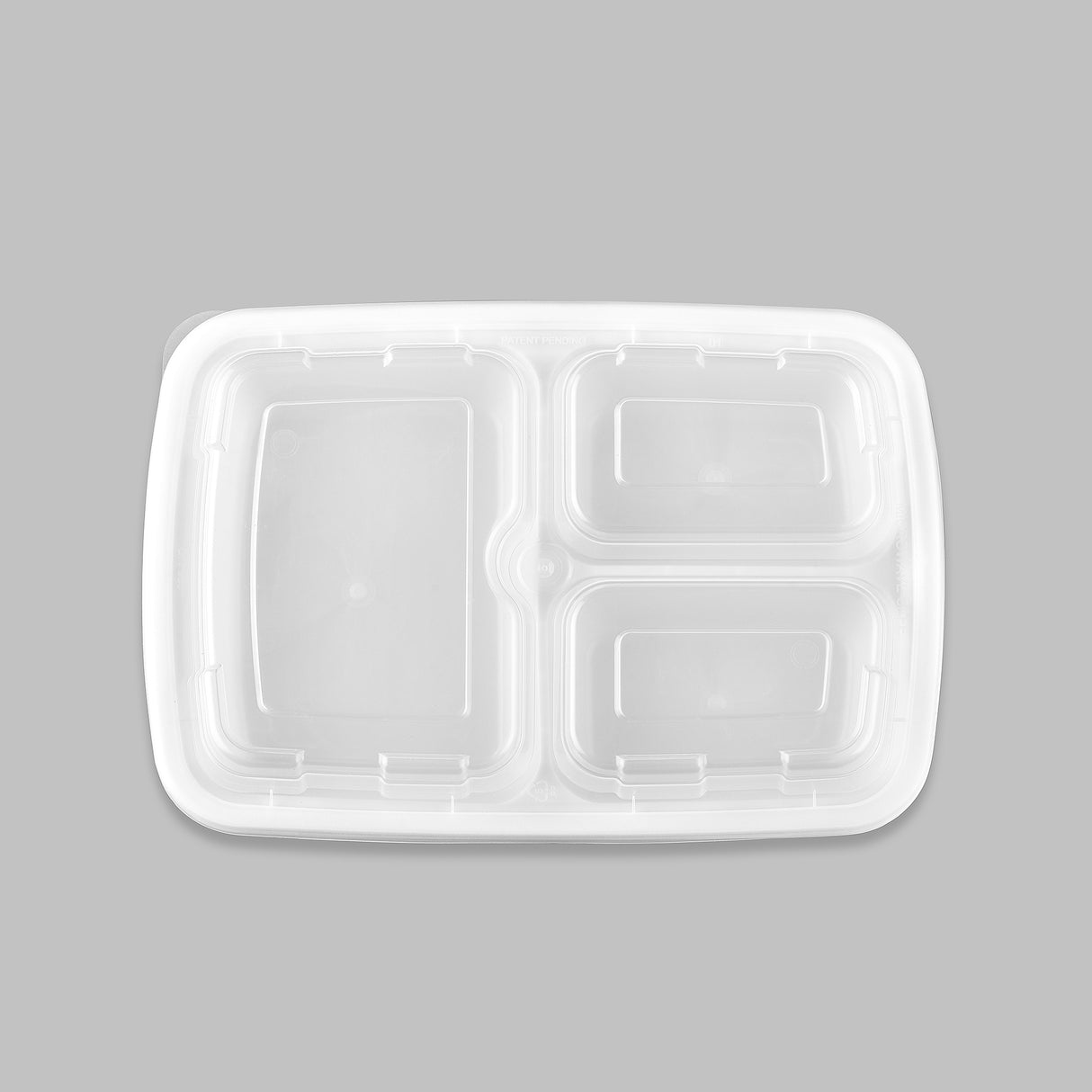 24 oz Premium 8" x 6" 3-Compartment Rectangular Microwavable Combo (White) - 150/Case - ReztaurantDirect