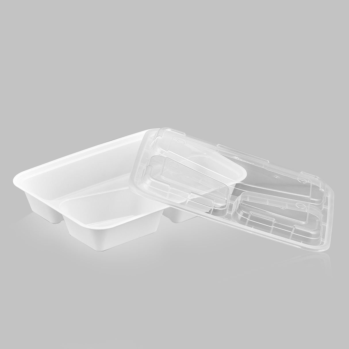 38 oz Premium 10" x 8" 3-Compartment Rectangular Microwavable w/ Vent Combo (White) - 150/Case - ReztaurantDirect