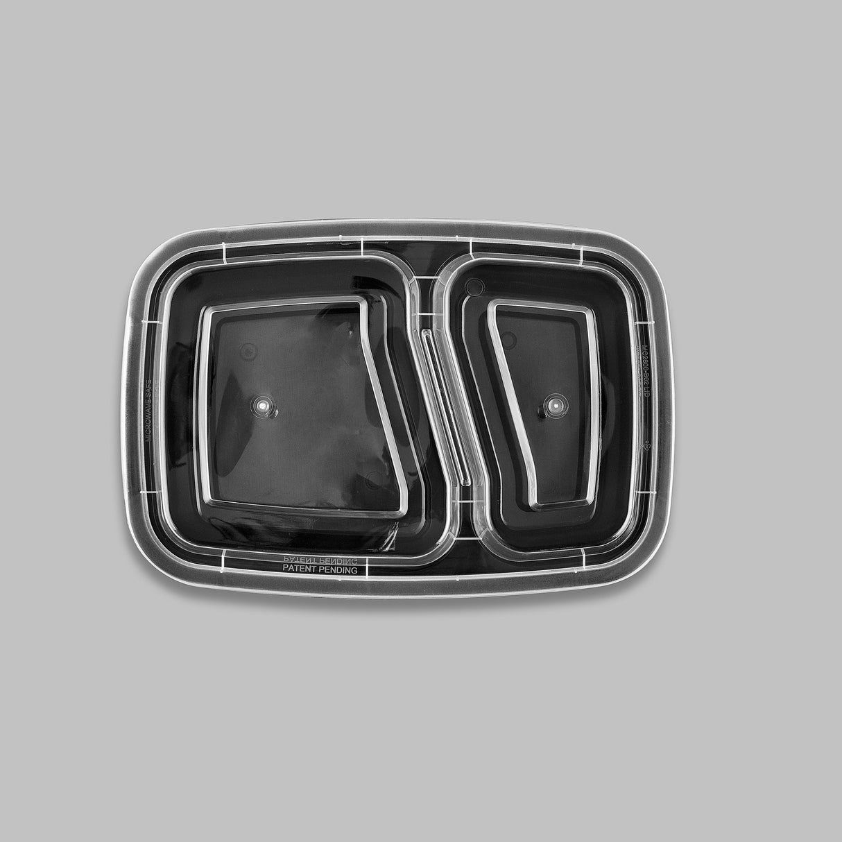 28 oz Premium 8" x 6" 2-Compartment Rectangular Microwavable Combo (Black) - 150/Case - ReztaurantDirect