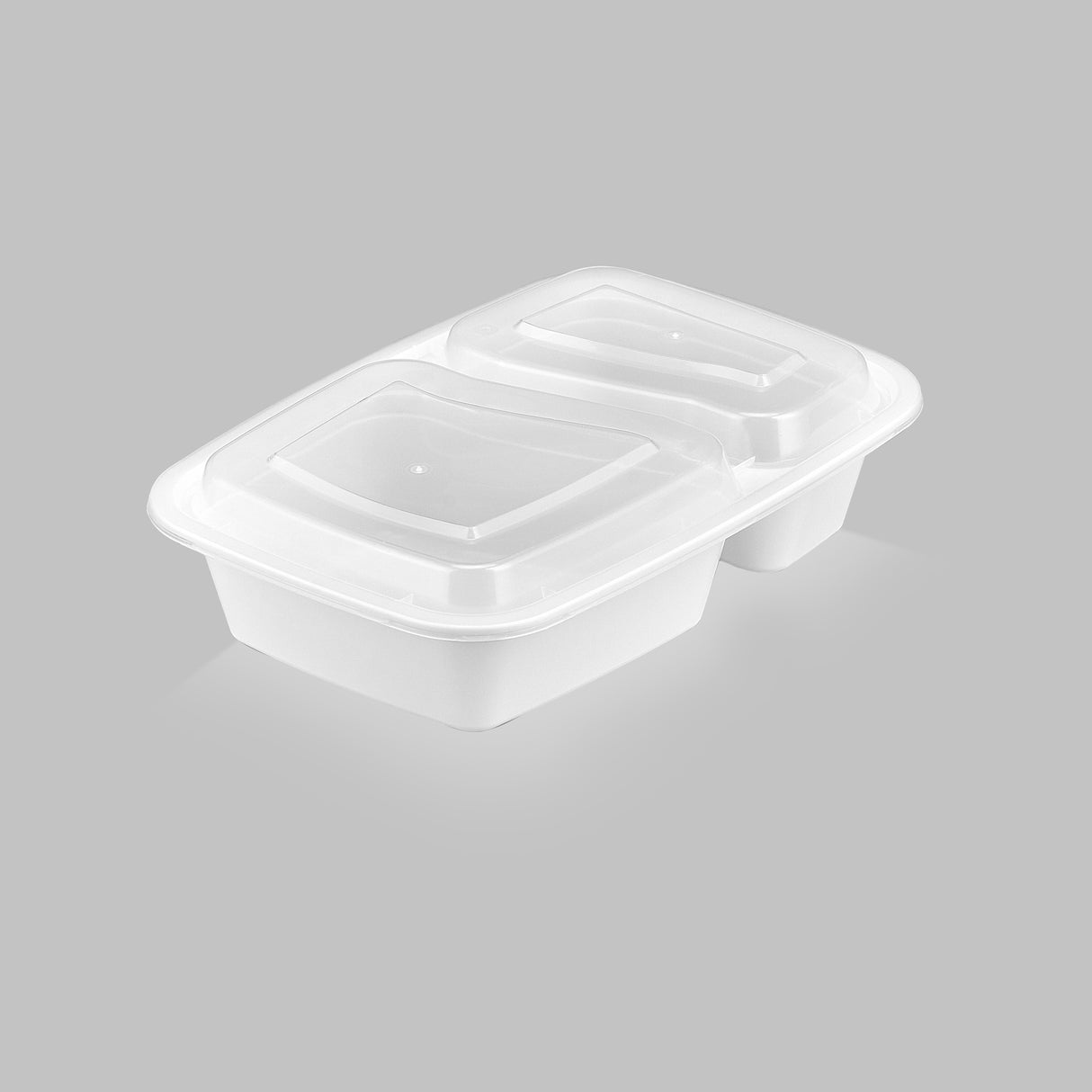 28 oz Premium 8" x 6" 2-Compartment Rectangular Microwavable Combo (White) - 150/Case - ReztaurantDirect