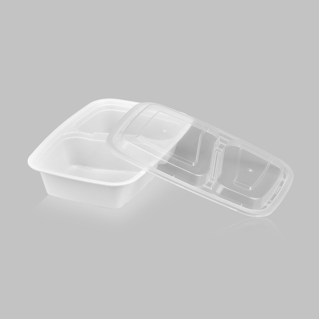 28 oz Premium 8" x 6" 2-Compartment Rectangular Microwavable Combo (White) - 150/Case - ReztaurantDirect