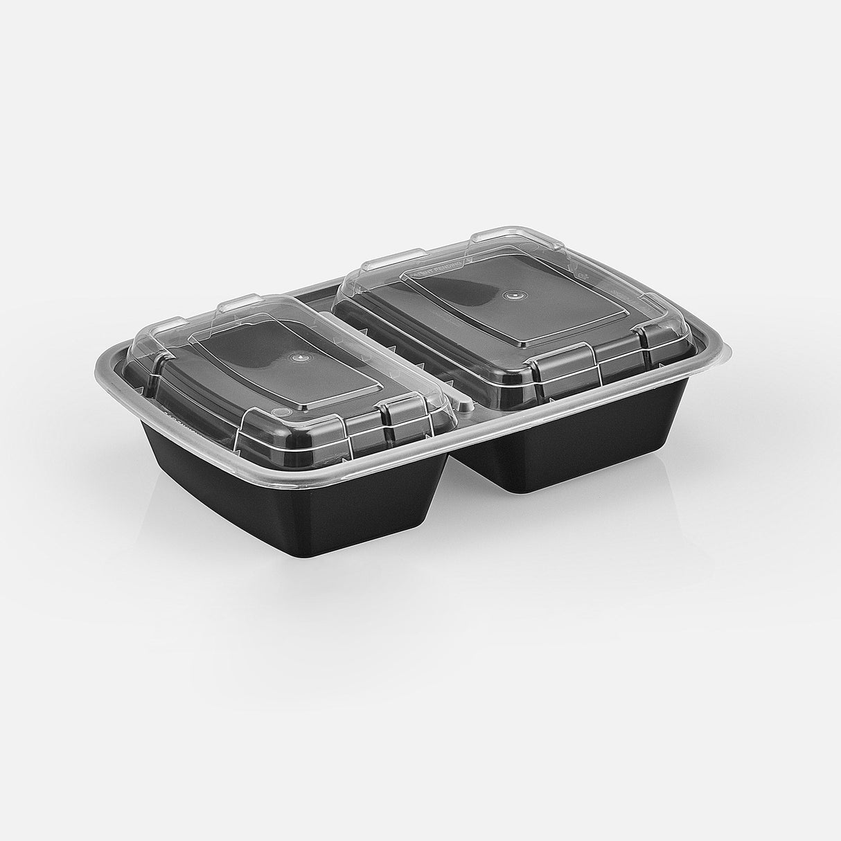 30 oz Premium 8" x 6" 2-Compartment Rectangular Microwavable Combo (Black) - 150/Case - ReztaurantDirect