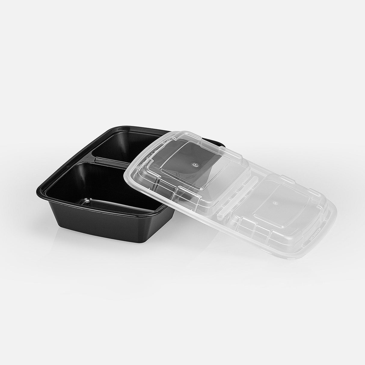 30 oz Premium 8" x 6" 2-Compartment Rectangular Microwavable Combo (Black) - 150/Case - ReztaurantDirect