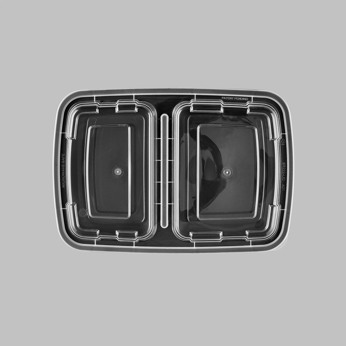 30 oz Premium 8" x 6" 2-Compartment Rectangular Microwavable Combo (Black) - 150/Case - ReztaurantDirect