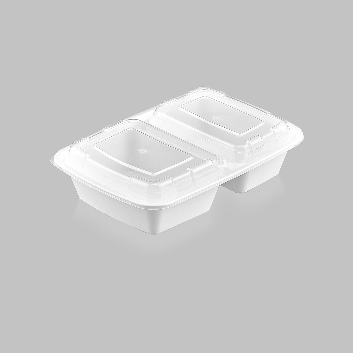 30 oz Premium 8" x 6" 2-Compartment Rectangular Microwavable Combo (White) - 150/Case - ReztaurantDirect