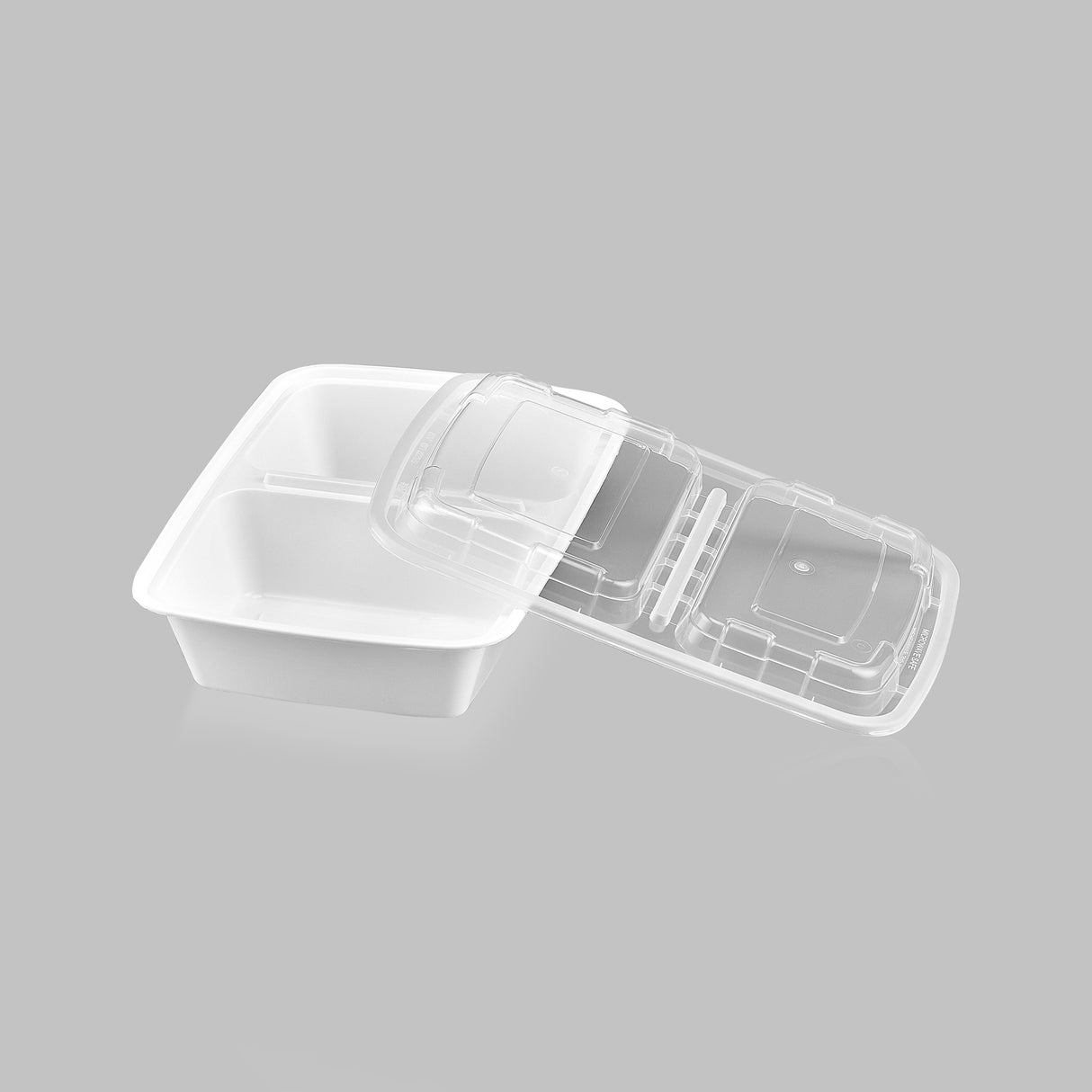 30 oz Premium 8" x 6" 2-Compartment Rectangular Microwavable Combo (White) - 150/Case - ReztaurantDirect