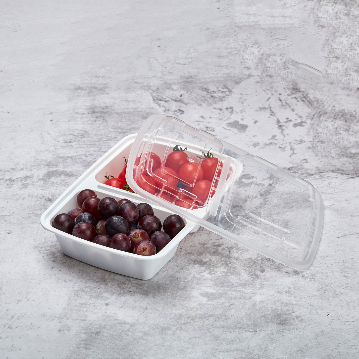 30 oz Premium 8" x 6" 2-Compartment Rectangular Microwavable Combo (White) - 150/Case - ReztaurantDirect