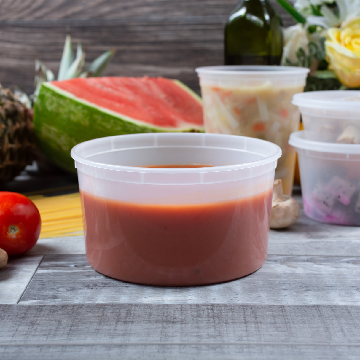 48 oz Heavy Weight Mircowavable Deli/Soup Combo (Clear) - 120/Case - ReztaurantDirect