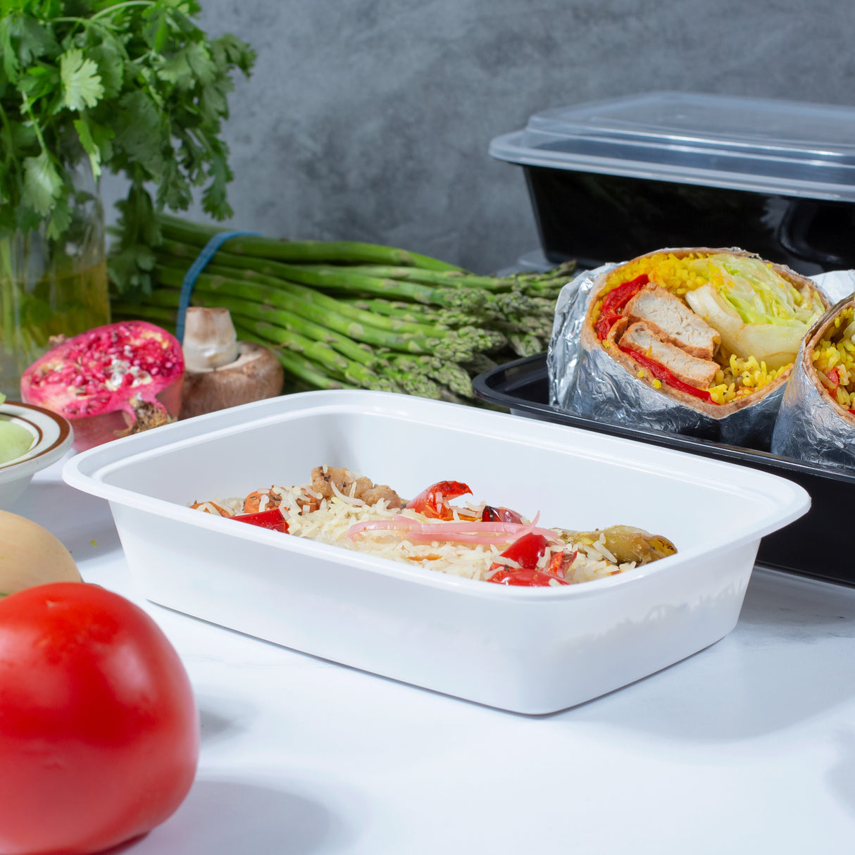 32 oz Value 8" x 6" Oblong Microwavable Combo (White) - 150/Case - ReztaurantDirect