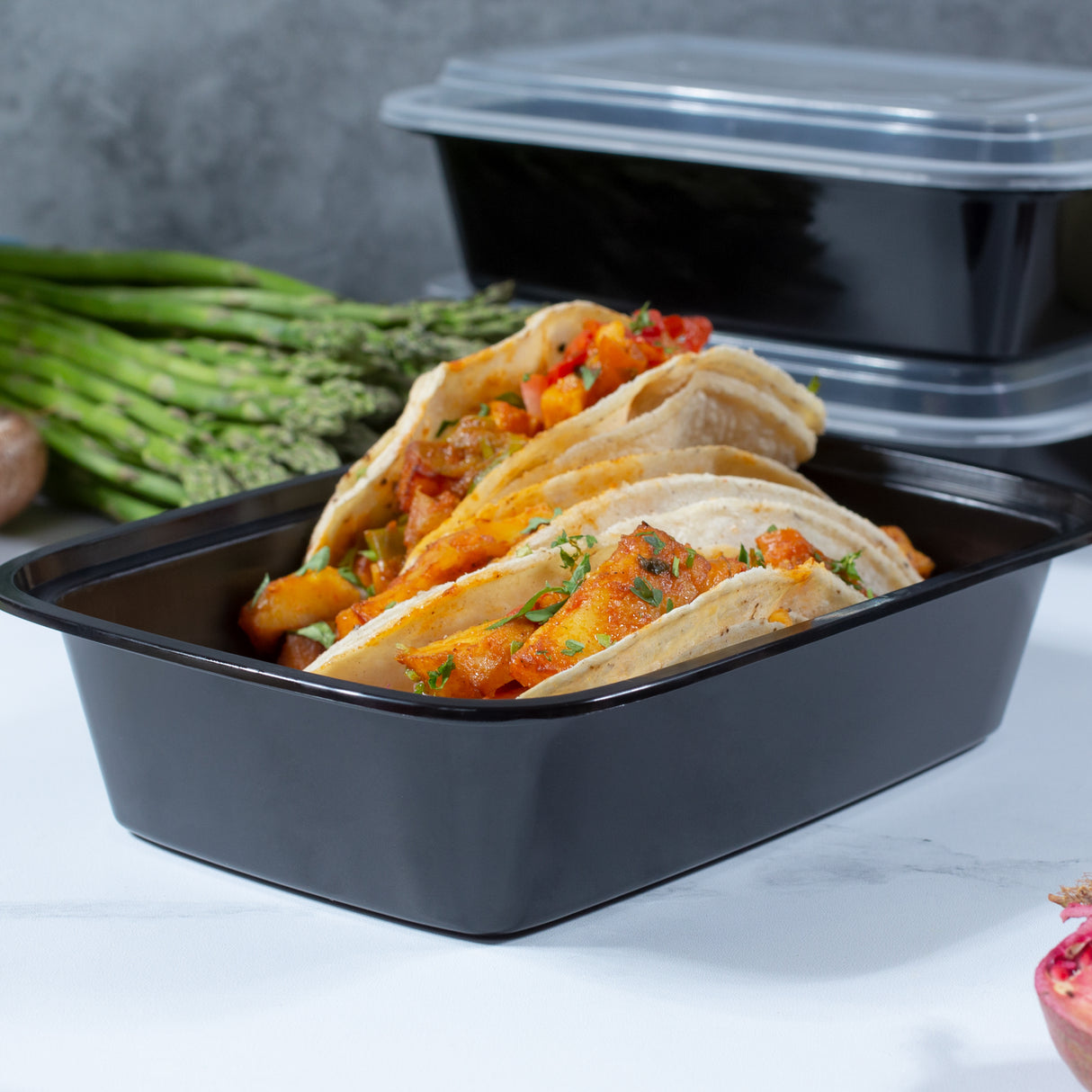 38 oz Value 8" x 6" Oblong Microwavable Combo (Black) - 150/Case - ReztaurantDirect