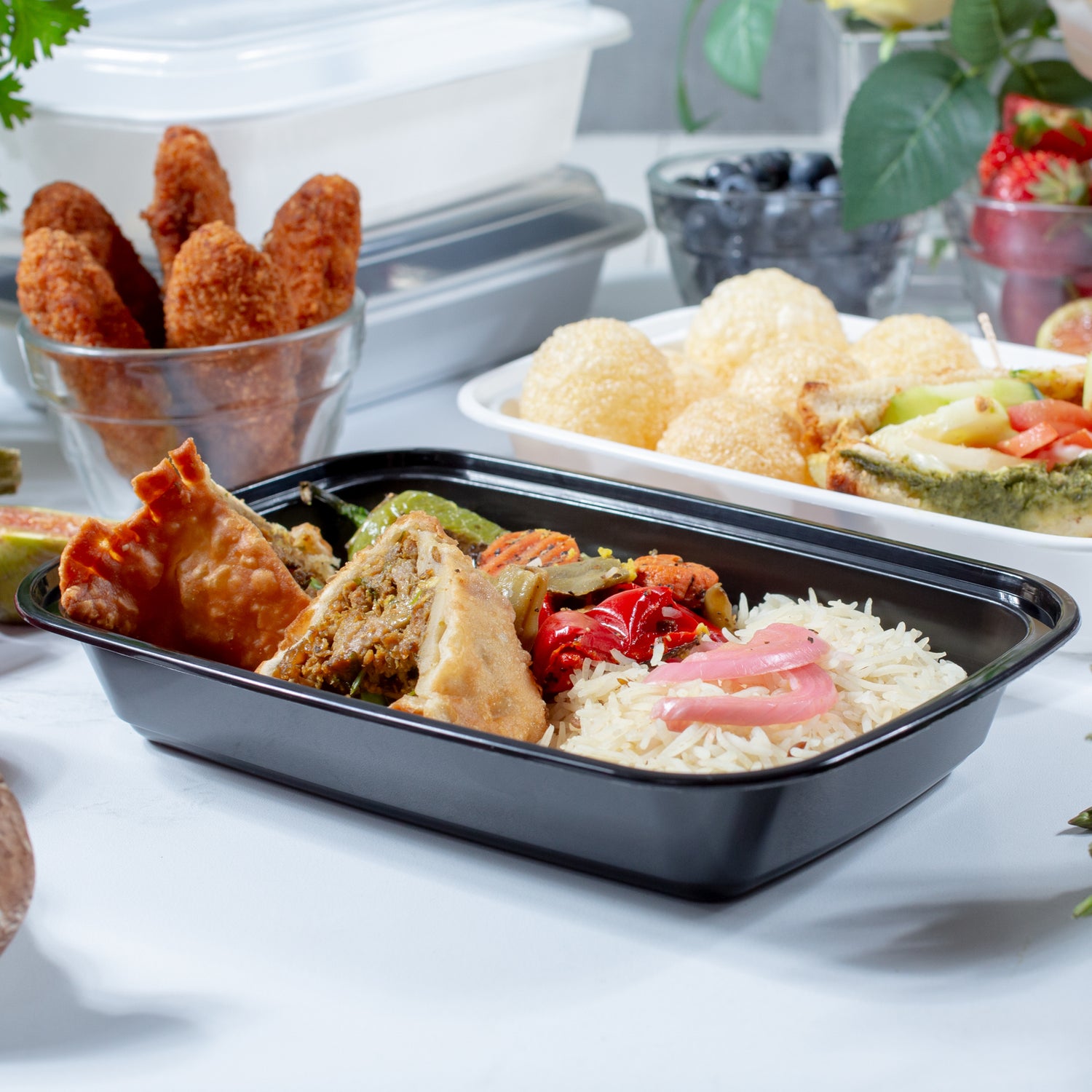 28 oz Premium 8" x 6" Oblong Microwaveable Combo (Black) - 150/Case - ReztaurantDirect 