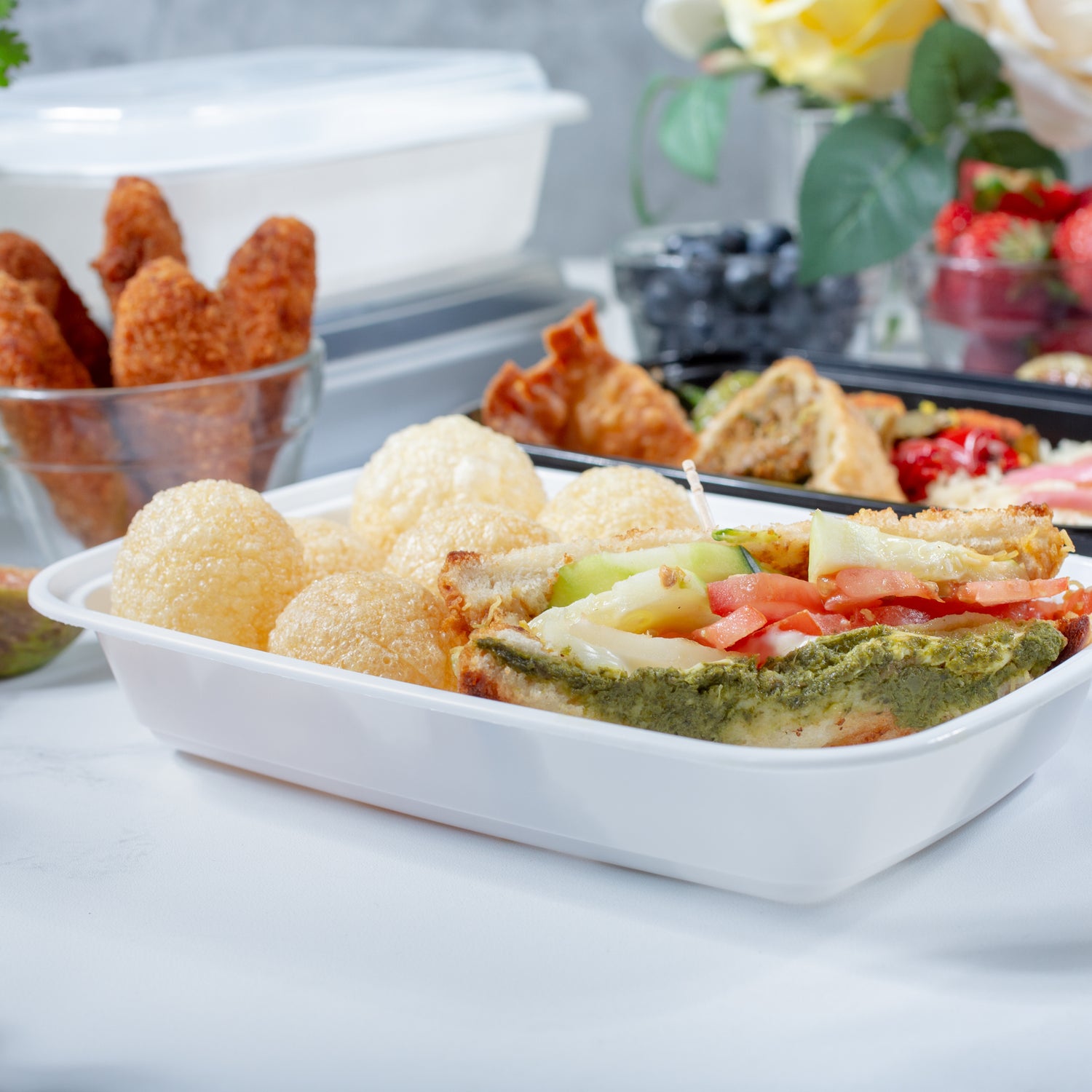 28 oz Premium 8" x 6" Oblong Microwaveable Combo (White) - 150/Case - ReztaurantDirect 