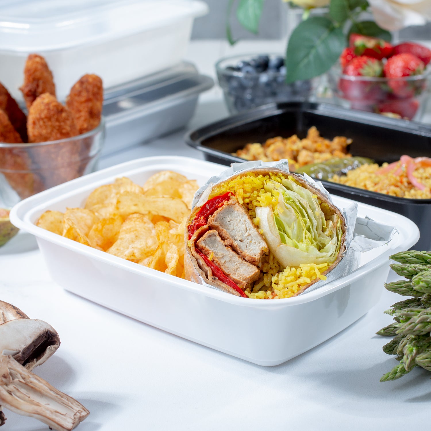 38 oz Premium 8" x 6" Oblong Microwaveable Combo (White) - 150/Case - ReztaurantDirect 