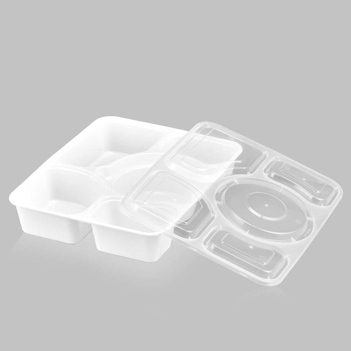 Premium 5-Compartment Bento Rectangular Microwavable Combo (White) - 100/Case - ReztaurantDirect 