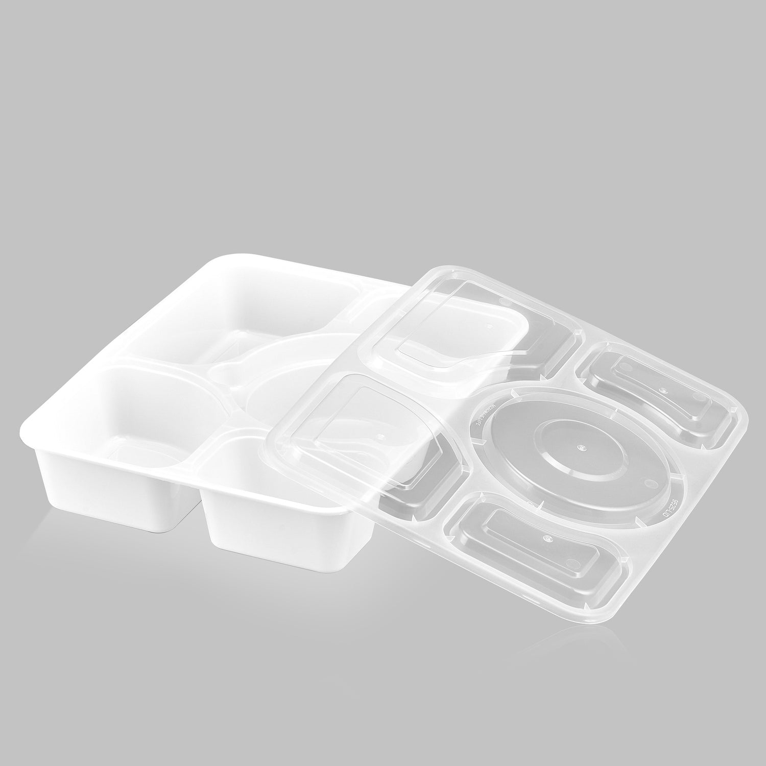 Premium 5-Compartment Bento Rectangular Microwavable Combo (White) - 100/Case - ReztaurantDirect 