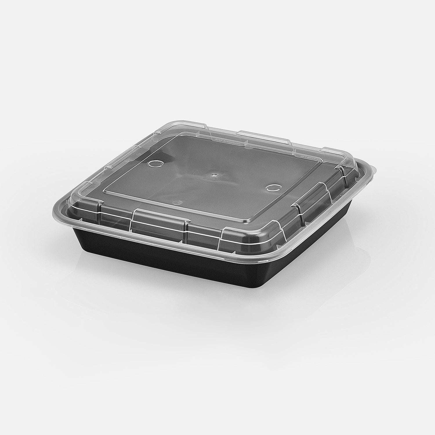 40 oz Premium 8" x 8" Square Microwavable w/ Vent Combo (Black) - 100/Case - ReztaurantDirect 