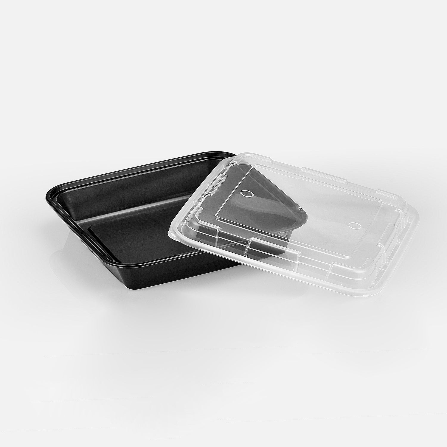 40 oz Premium 8" x 8" Square Microwavable w/ Vent Combo (Black) - 100/Case - ReztaurantDirect 