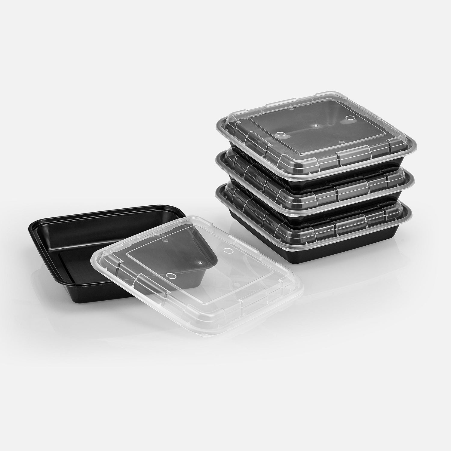 40 oz Premium 8" x 8" Square Microwavable w/ Vent Combo (Black) - 100/Case - ReztaurantDirect 