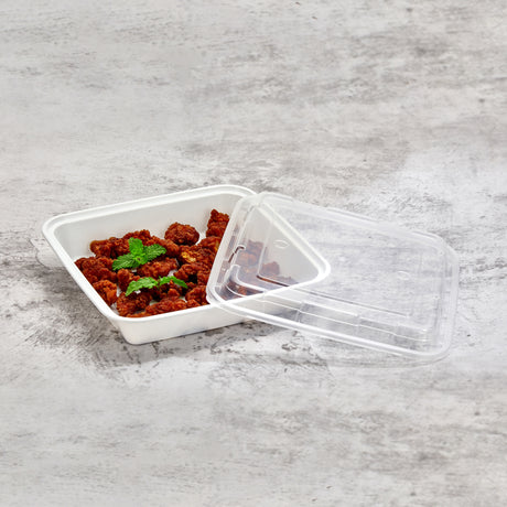 40 oz Premium 8" x 8" Square Microwavable w/ Vent Combo (White) - 100/Case - ReztaurantDirect 