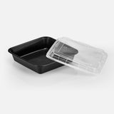 48 oz Premium 8" x 8" Square Microwavable w/ Vent Combo (Black) - 100/Case - ReztaurantDirect 