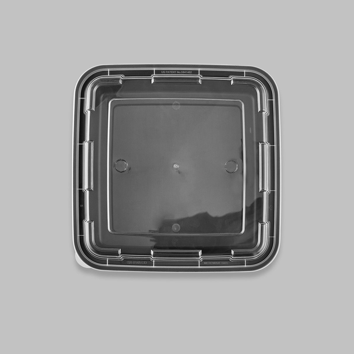 48 oz Premium 8" x 8" Square Microwavable w/ Vent Combo (Black) - 100/Case - ReztaurantDirect 