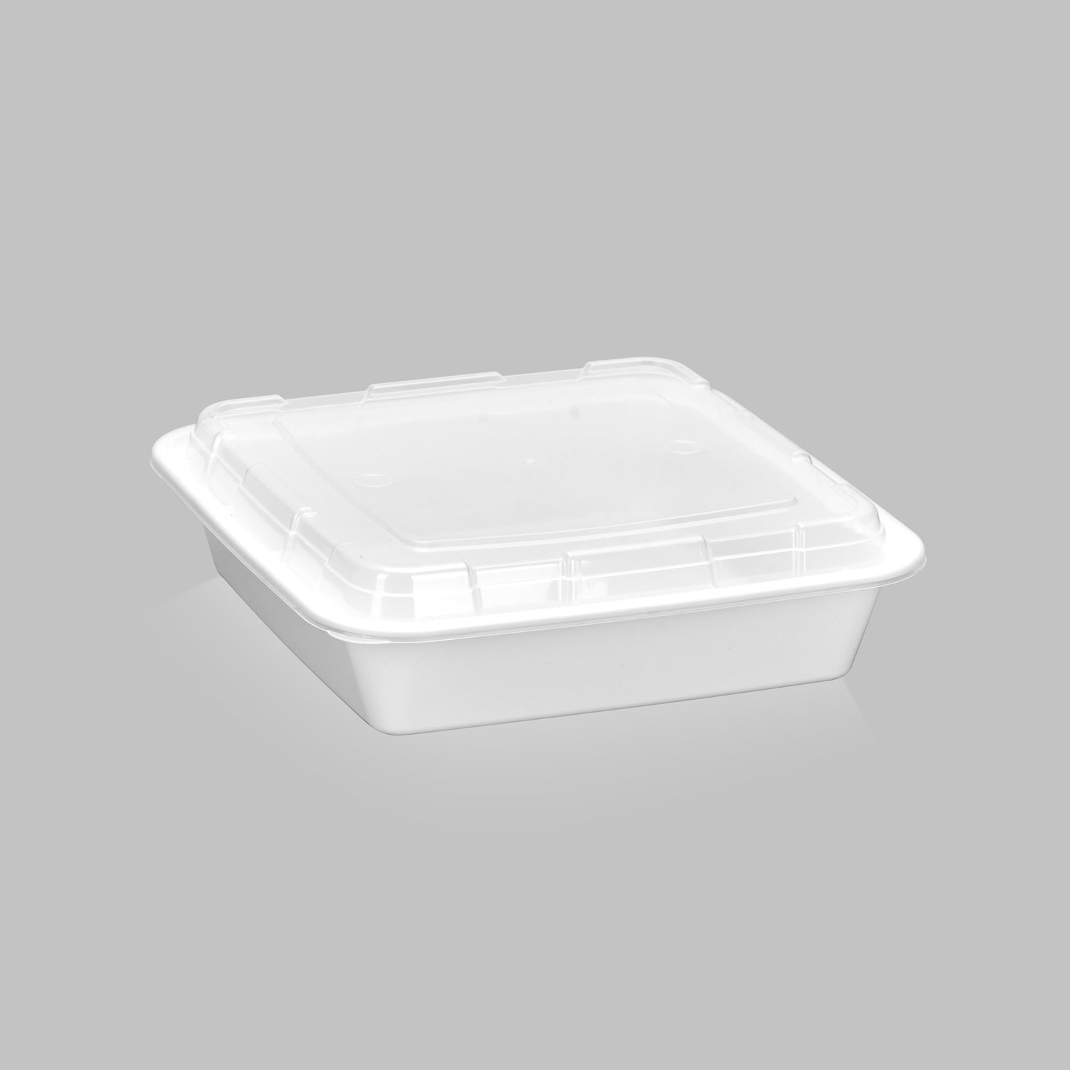 48 oz Premium 8" x 8" Square Microwavable w/ Vent Combo (White) - 100/Case - ReztaurantDirect 