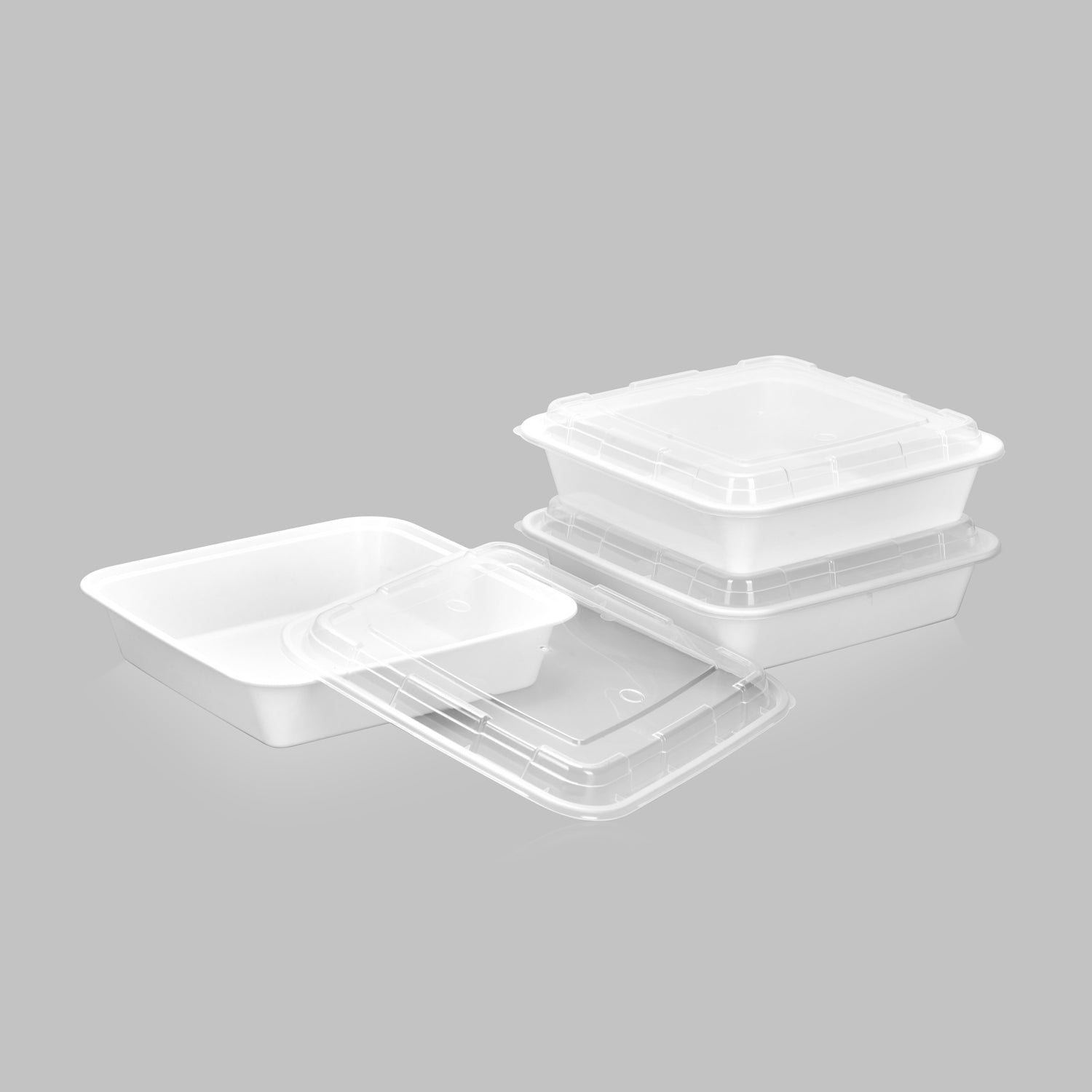 48 oz Premium 8" x 8" Square Microwavable w/ Vent Combo (White) - 100/Case - ReztaurantDirect 