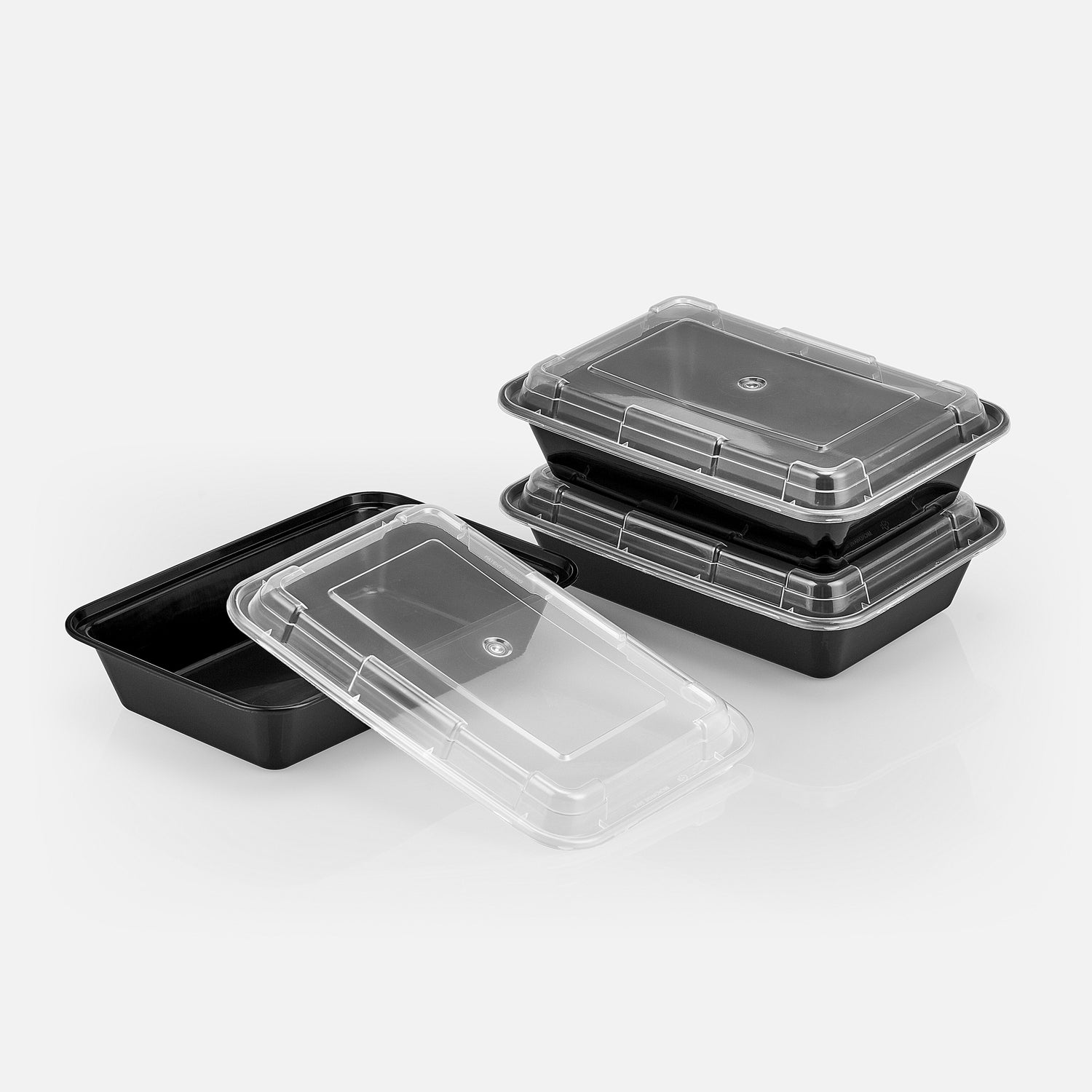 32 oz Premium 8" x 6" Rectangular Microwavable Combo (Black) - 150/Case - ReztaurantDirect 