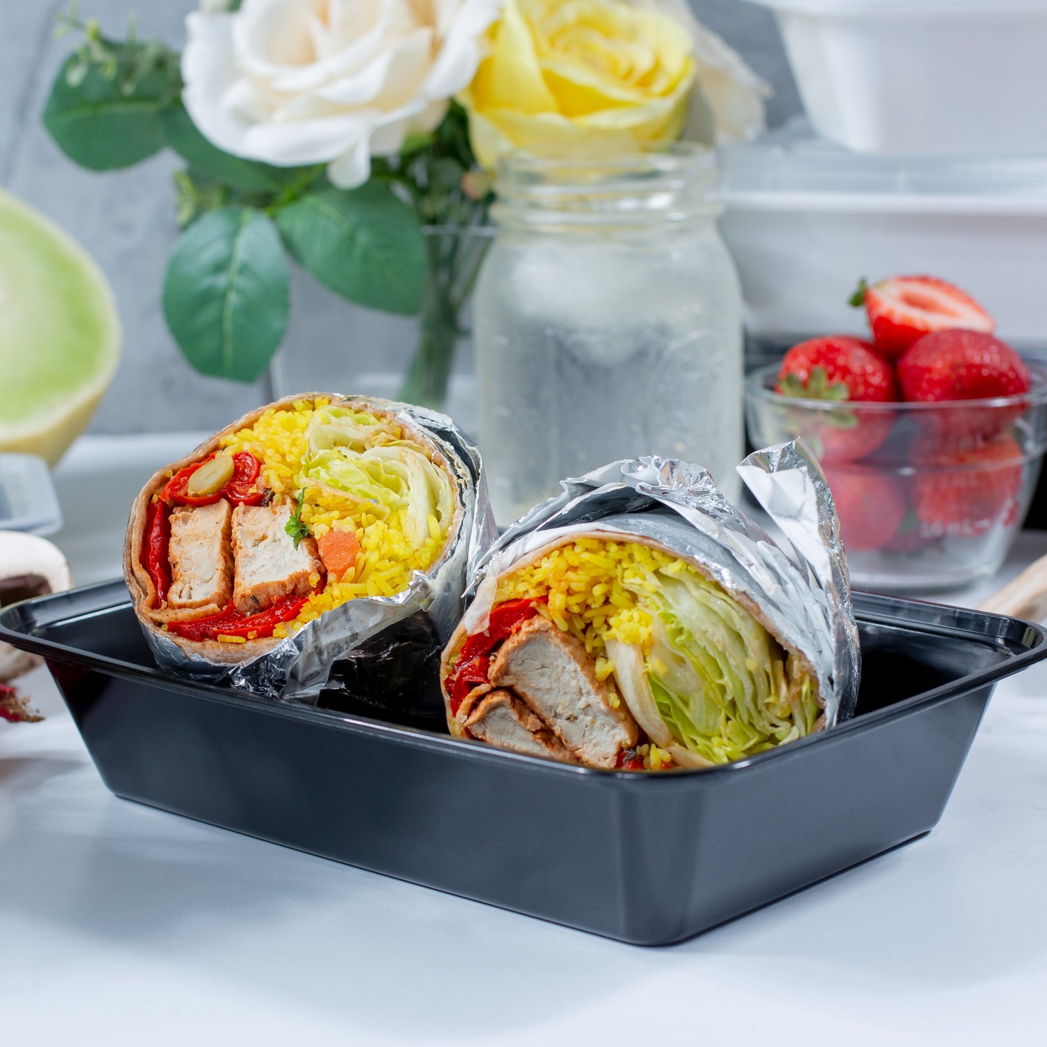 32 oz Premium 8" x 6" Rectangular Microwavable Combo (Black) - 150/Case - ReztaurantDirect 