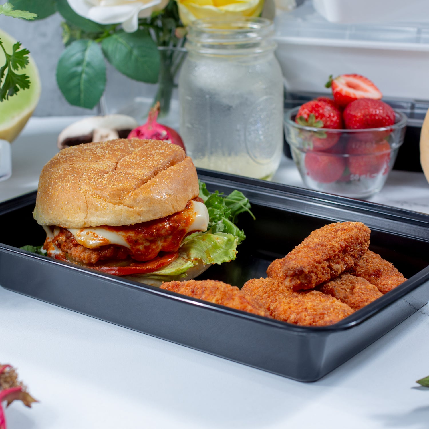 56 oz Premium 11" x 8" Rectangular Microwavable Combo (Black) - 150/Case - ReztaurantDirect 