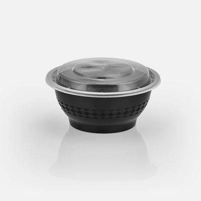 24 oz Premium 6" Bowl Combo (Black) - 25/Case