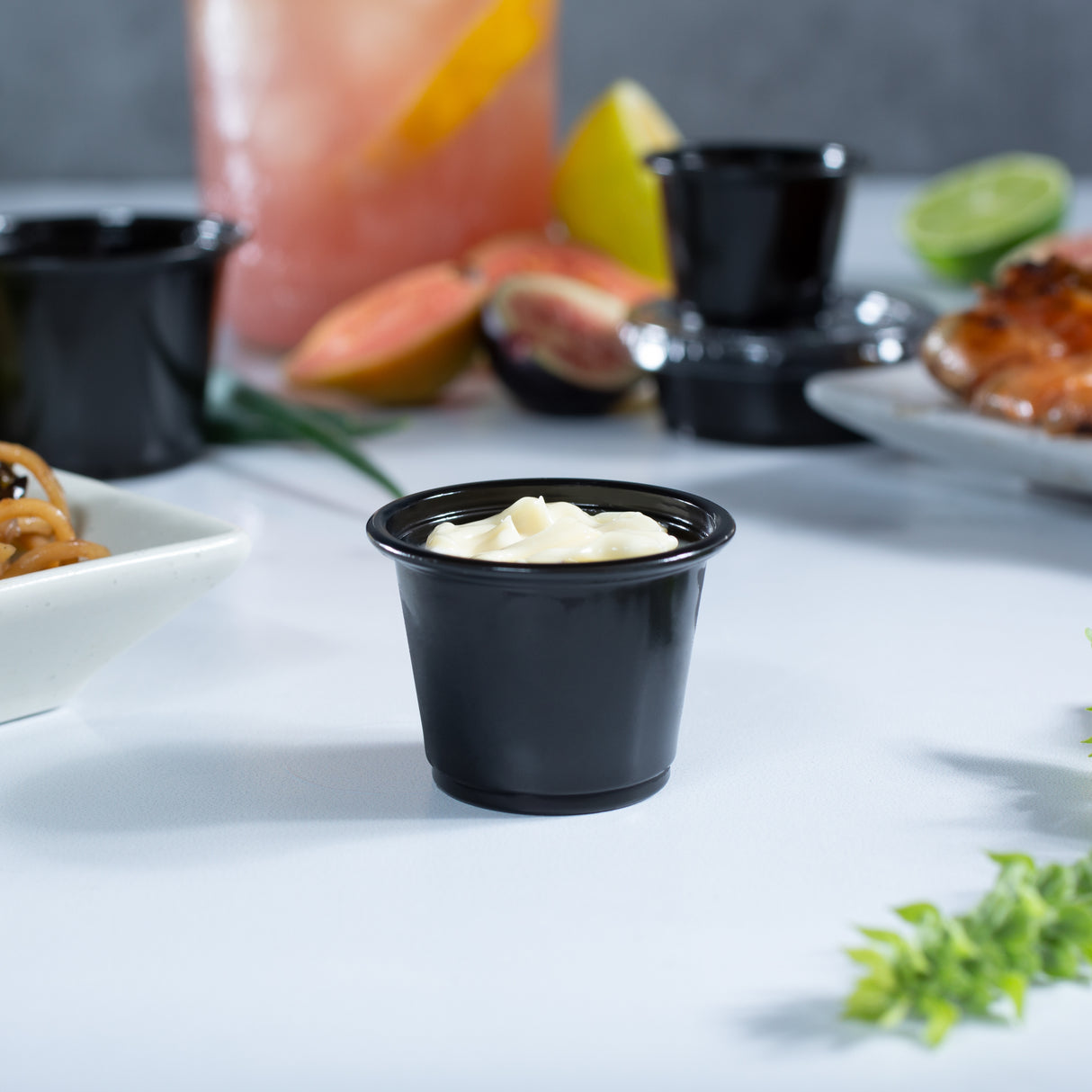 Black Plastic Portion Cup (1 oz) - 2500/case