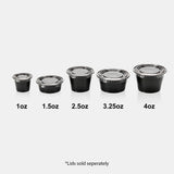 Black Plastic Portion Cup (2.5 oz) - 2500/case