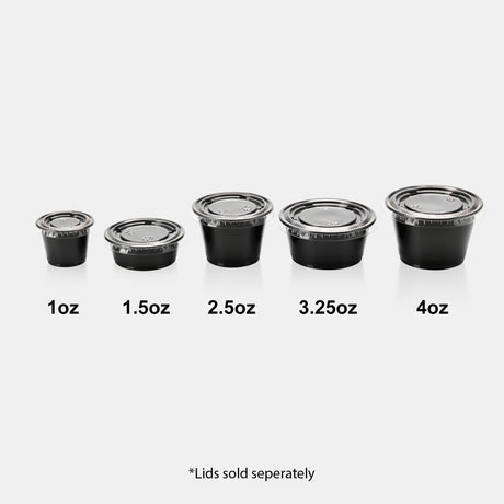 ezSelect Black Plastic Portion Cup (2 oz) - 2500/case