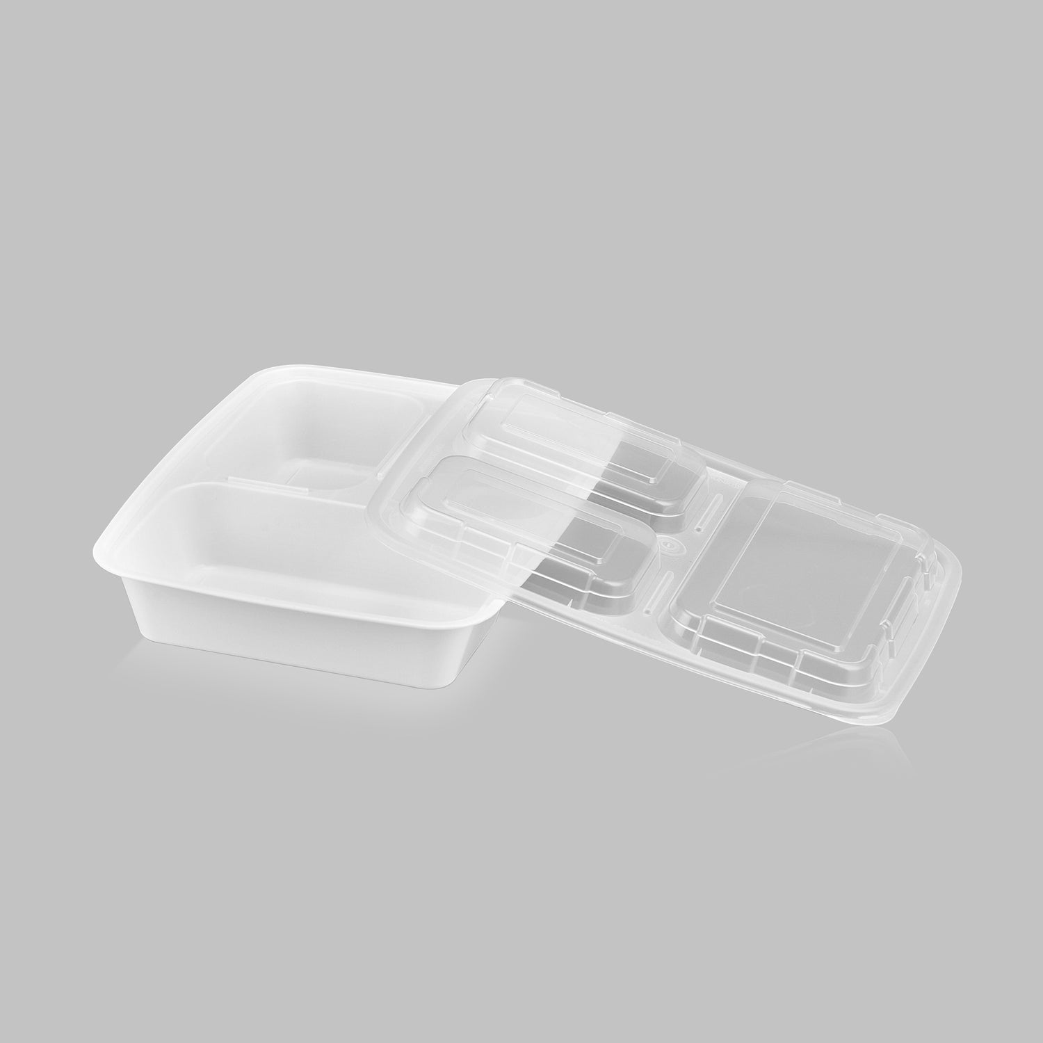 32 oz Premium 9" x 7" 3-Compartment Rectangular Microwavable Combo (White) - 150/Case - ReztaurantDirect 