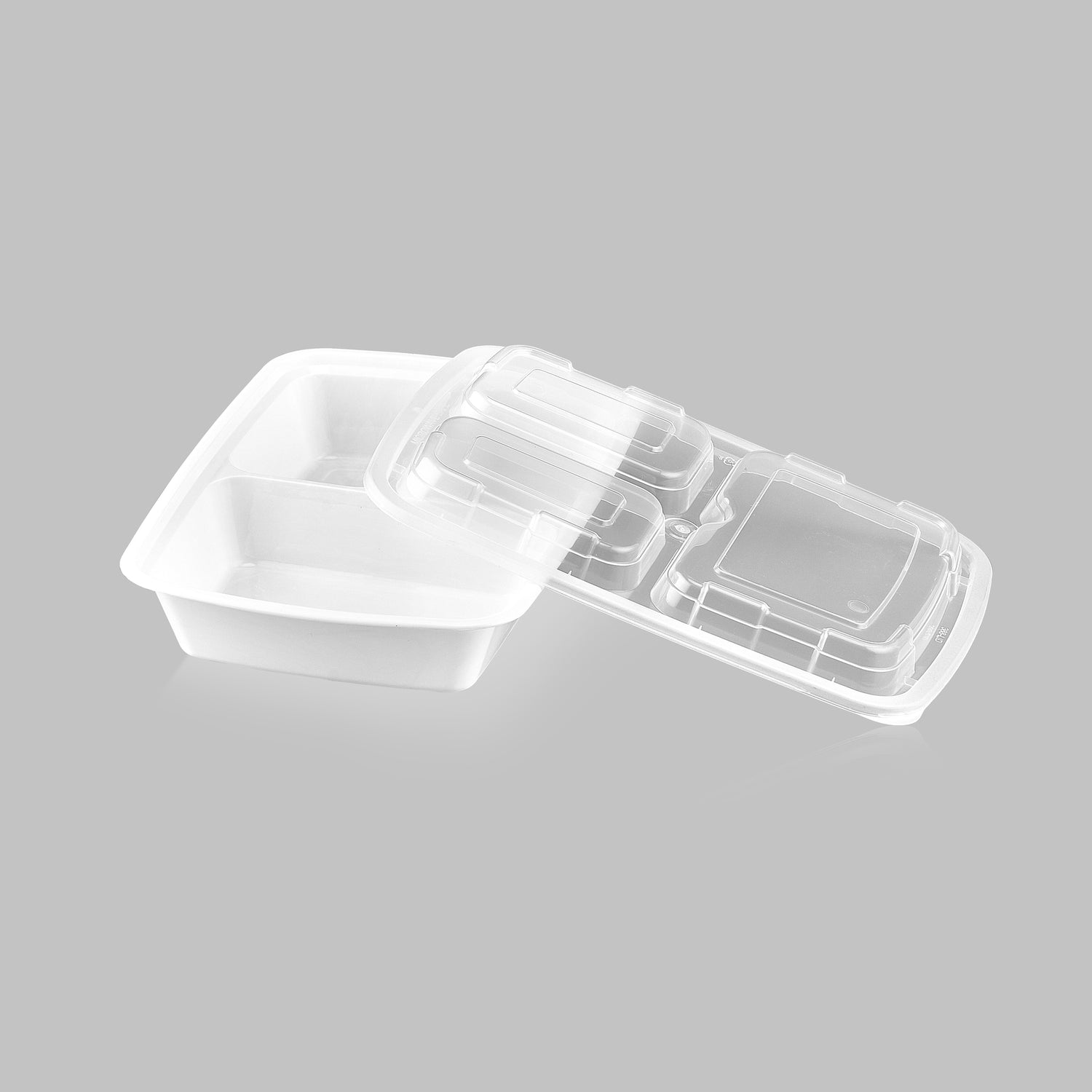 24 oz Premium 8" x 6" 3-Compartment Rectangular Microwavable Combo (White) - 150/Case - ReztaurantDirect 