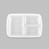 24 oz Premium 8" x 6" 3-Compartment Rectangular Microwavable Combo (White) - 150/Case - ReztaurantDirect 